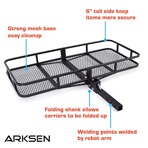 ARKSEN Cargo Carrier Hitch Mount with Cargo Net Folding Luggage