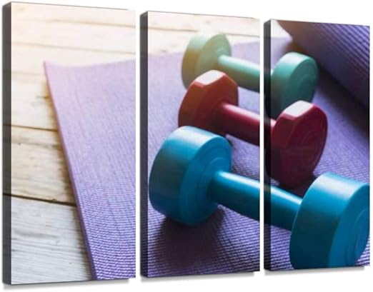 yoga mat and weights