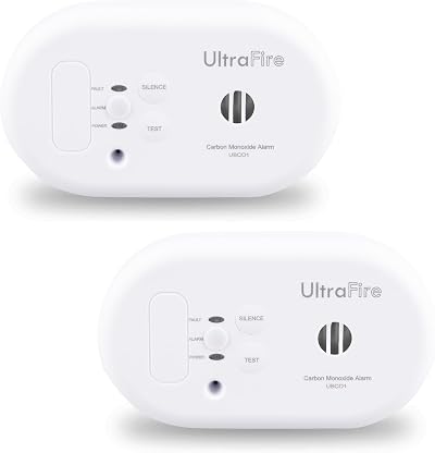 Ultrafire UBCO1 Twin Pack Battery Powered CO Alarm BS EN 50291-1/2 10yr