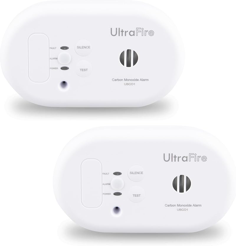 Ultrafire UBCO1 Twin Pack Battery Powered CO Alarm BS EN 50291-1/2 10yr