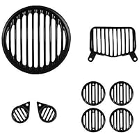 Autofy Plastic Golden Grill for Royal Enfield Bullet Standard 350 & Royal Enfield Standard 500 (Set of 8) - 1 Headlight Grill 1 Tail Light Grill 2 Parking Light Grills 4 Indicator Grills- All Models