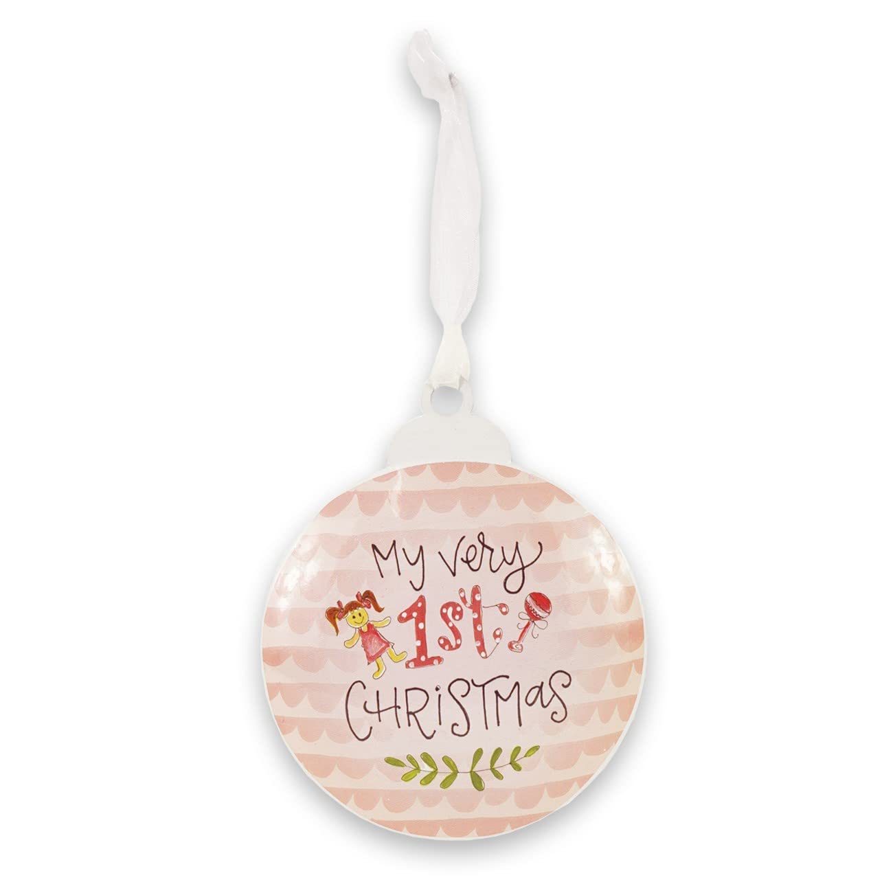 Photo 1 of Brownlow Gifts Hand-Drawn Metal Ornament, My Very 1st Christmas Pink