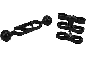 Bzocio Aluminum Alloy Scuba Diving Light Torch Dual Ball Joint Arm and 2 Butterfly Clip Clamp Mount for Underwater Photograph