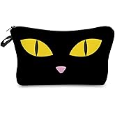 Livel lhood Black Cat Face Makeup Bag Cute Small Organizer Zipper Pouch Black Cat Face Cosmetic Bag Halloween Present for Women Friends