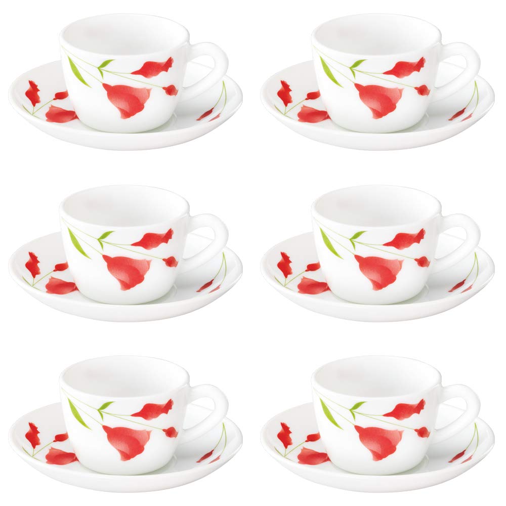 Buy Larah by BOROSIL Diana (LH) Cup and Saucer Set, 140ml, 12Pieces