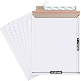 Eupako 9x11.5" 25 Pack Photo Document Mailer White Stay Flat Self-Seal Cardboard Envelopes for CDs, Pictures, Documents, 9.25 x 11.75 Inches