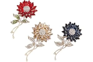 TICHSO 3PCS sunflower flower brooch pins for women fashion crystal brooches for women brooches pin