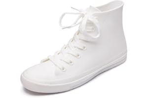 DKSUKO Women's Rain Boots Waterproof High Top Rain Shoes with Lace Up Anti-Slip Garden Shoes