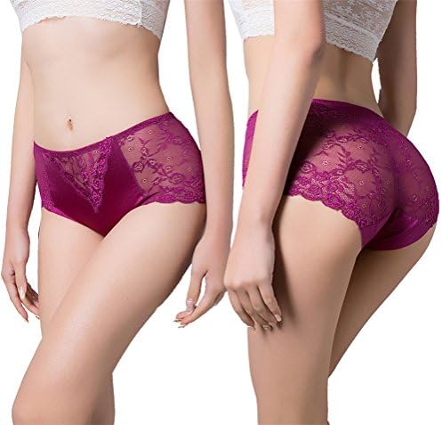 QOVOQ Women's Lace Panties,Soft Lace Underwear Seamless Briefs Sexy Mid Rise Panties for Women