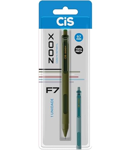 Caneta Rollergel Retrátil CIS Zoox F7, Cinza (Tinta Preta