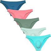 RSSXBO Mens Ice Silk Mesh Briefs Low Rise Breathable Panties Bulge Pouch Underwear Trunks Flex Fit Bikini Briefs