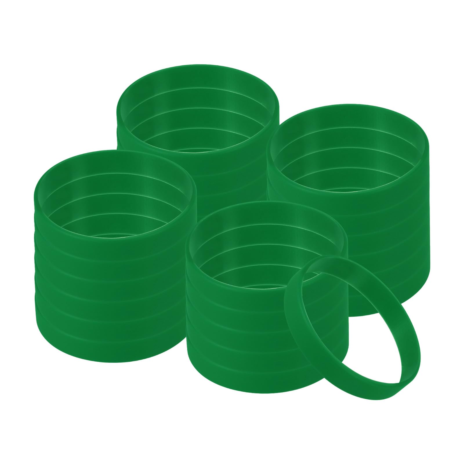PATIKIL Silicone Bracelets, 24 Pack Colored Rubber Wristbands Blank Stretch Sports Bands for Adults Teen Sports Team Games, Green