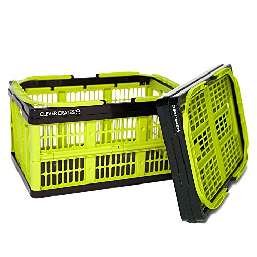 Clever-Crates-Collapsible-Grocery-Shopping-Basket-16-Liter-169-Quart-Celery-Green