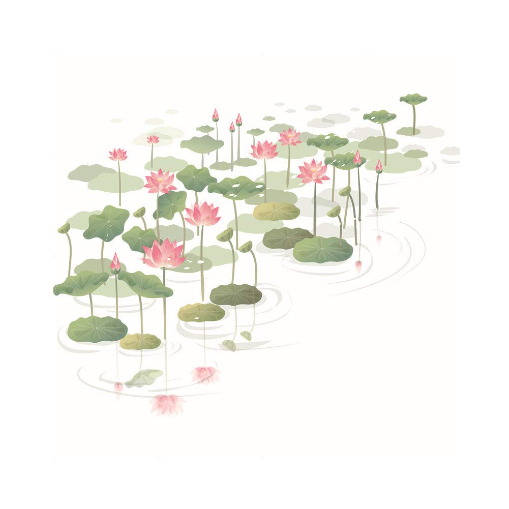 Frosted Vinyl Privacy Glass Sticker Translucent Window Film Sticker for Bathroom Living Room 60cm x 58cm - Green Lotus