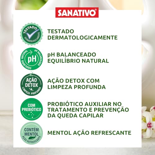 Shampoo Anticaspa Sanativo – Com Aroeira, Chá Verde, Melaleuca, Mentol, Ácido Lático, Salgueirinha e Salgueiro Branco | Combate Caspa, Oleosidade, Coceira e Refresca o Couro Cabeludo