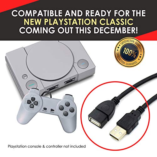 Controller Extension for Playstation Classic Cable (2 Pack) 3 Meters