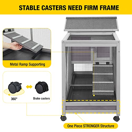 Aivituvin Rabbit Hutch Indoor 62" Cage Outdoor Chicken Coop Guinea Pig