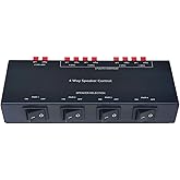 SENWIKATIN 4 Zone Speaker Selector, Passive 200W Distribution Box Control 4 Pairs Speakers, Plug and Play with Spring Clip Connectors