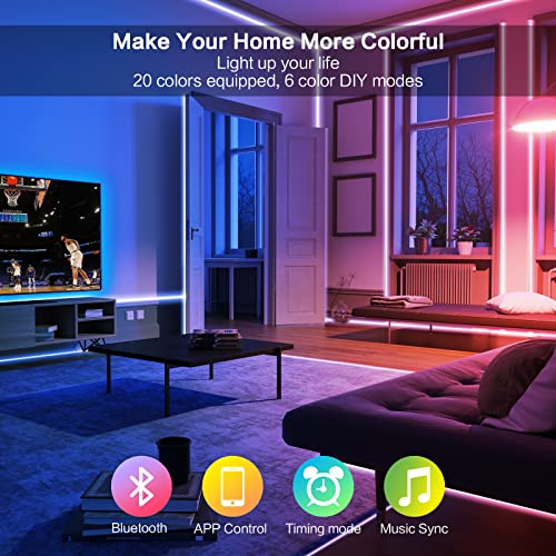 Jadisi Led Lights for Bedroom 65.6ft, Music Sync RGB Lights Strip Color