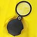 Nydotd 6X Mini Pocket Magnifying Glass Folding Magnifier Loupe with Rotating Protective Holster Leather Pouch for Reading, Science Class, Hobby (Black, 60mm/2.4