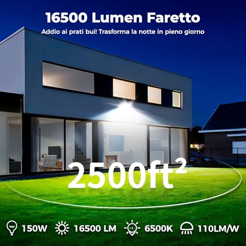 VistaNovaX Outdoor LED Spotlight 150W Industrial 16500LM 6500K Day Light IP66 Waterproof, Efficient Thermal Dissipation, Saving 85% Outdoor LED Spotlights for Courts/Warehouses/Garages (2 Pieces)
