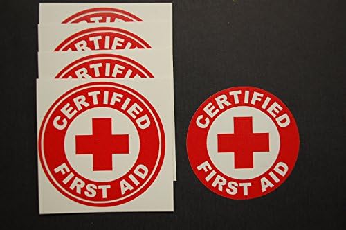 Certified First Aid Circle Stickers (5 Pack!!) 2" Decal CPR AED Hard Hat Window Helmet (492X5) …