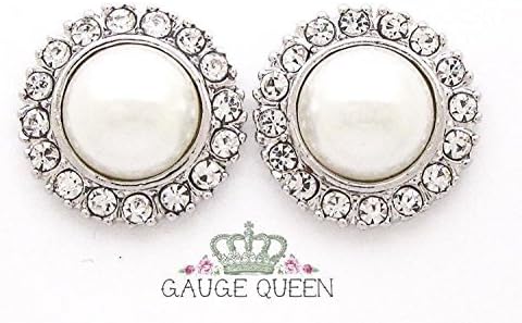 Silver Pearl Plugs / Gauges. 4g / 5mm, 2g / 6.5mm, 0g / 8mm, 00g / 10mm, 1/2" / 12.5mm