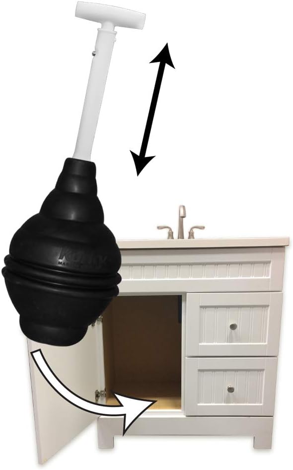 Korky 96-4AM Telescoping T-Shaped Handle BeehiveMAX Universal Plunger, Black - - 