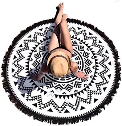 QIMOUSE Pineapple Round Beach Towel, Picnic Mat Large Round Beach Towel Blanket