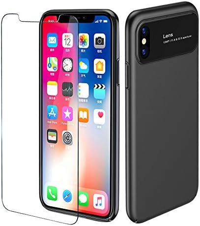 iPhone X Case with Slim Protection and Premium TPU for Apple iPhone 10 (2018) - Matte Black, Presented Toughened Glass Screen Protector, Business Gift for Men, Women, Girls, Boys
