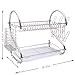 2-Tiers Rustproof Stainless Steel Metal Wire Medium Dish Drainer Drying Rack,Kitchen Plate Chopstick Cup Utensil Organizer Holder With Drip Tray (Stainless Steel, Chrome)