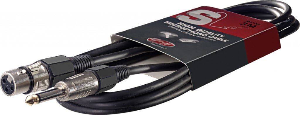 Stagg 10ft. Standard Mic Cable - XLR / Phone Plug, Black, 10 feet