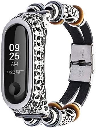 Barthylomo Xiaomi Mi Band 3 Leather Wristband Band + Metal Case Watch Replacement Band Watch Bracelet Watches Accessories