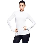 Zengjo Womens Mock Neck Athletic Top Long Sleeve Workout Shirts with Thumb Holes