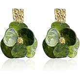 Colorful Plant Flower Dangle Earrings for Women Elegant Acrylic Camellia Flower Drop Earrings Resin Floral Earrings Jewelry for Women Gifts