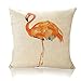 Wonder4 Flamingo Sofa Pillow Case, Decorative Birds Flamingo Pillow Cover 18 x 18 Cotton Linen Fabric (1C)