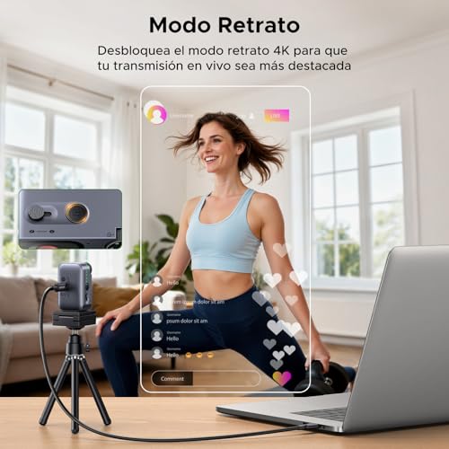 UGREEN Webcam 4K Streaming AI para PC Enfoque Automático PDAF,HD 4K 30FPS con Micrófono Cancelación de Ruido,Cámara Web Campo de Visión 79°, Adaptador USB-A y USB-C para Streaming, Conferencia y Zoom