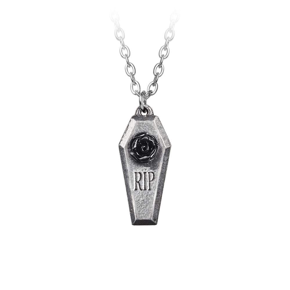 Alchemy Gothic RIP Rose Necklace Silver-Coloured