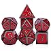 DnDnD Red D&D Game Dice,7 Die Polyhedral Metal Dice with Gift Metal Tin for RPG DND Dungeons and Dragons Dice Collector Board Game Player