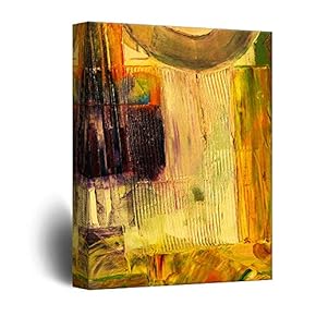 Canvas Wall Art - Abstract Golden Painting Color Composition - Giclee Print Gallery Wrap Modern Home Art Ready to Hang - 12x18 inches