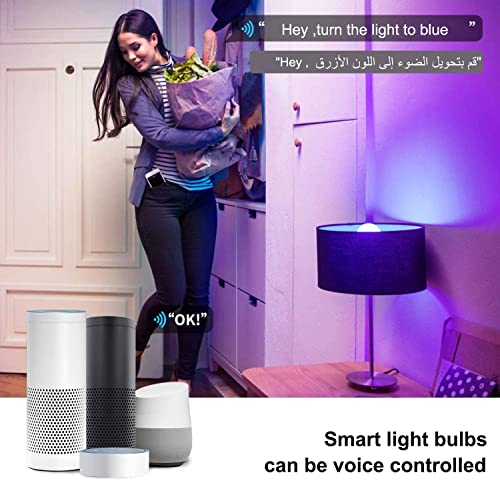 Redare Alexa E14 Smart Candle Bulbs,لمبة ذكية,C37 Dimmable WiFi Smart Bulbs,500Lm,5W Replace 60 Watt,White+RGBCW Colour Changing LED RGB Light Bulb Work with alexa,Google Home(AC85~265V 4 Pack)