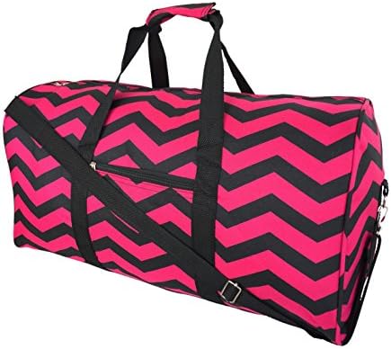 Fashion Travel Cheer Gym Duffle Bag 21" (Fuchsia/Black Chevron)