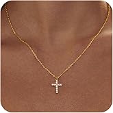 HERIER Cross Necklace for Women - 18K Gold Plated Cross Pendant Necklace Dainty Simple Gold Cross Necklace Tiny Gold Cross Necklaces for Women Trendy Gold Jewelry for Women Gift