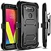 LG V20 Case, [Super Guard] Dual Layer Hybrid Protective Cover with [Built-in Screen Protector] Holster Locking Belt Clip +Circle(TM) Stylus Touch Screen Pen-Black