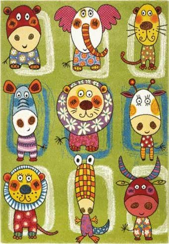 Modern Contemporary Multicolored Design Rug For Boys, Girls, Children and Kids (Animal Faces)