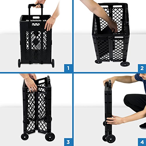 MountIt! Mesh Rolling Utility Cart, Folding and Collapsible Hand Crate