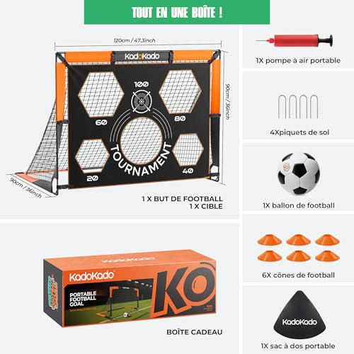 KadoKado Set of 2 Foldable and Portable Children's Football Goals, Outdoor Children's Football Goals with Carry Bag 120 x 90 x 90 cm Cages and Mini Goals, Ideal for the Garden
