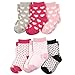 Luvable Friends 6-Pack Baby Colored Crew Socks, Hearts, 12-24 Months