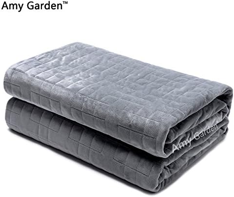 Amy Garden Plush Duvet Cover for Weighted Blanket, Grey Square - 48x72 Inch