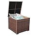 Patiorama Outdoor Patio Wicker Storage Deck Box & Garden Bench Deck Box with White Seat Cushion, Espresso Brown,Aluminum Frame